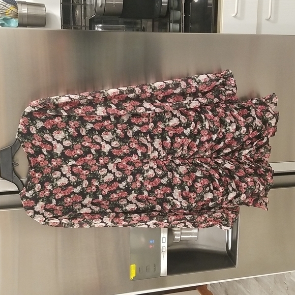 💕VICI💕 Floral Ruched Long Sleeve Minidress ~ Black Floral Print XL NWOT - Picture 9 of 14